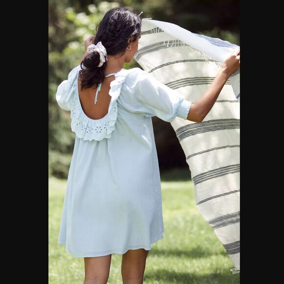 NWT Anthropologie Eyelet Cover-Up Blue Tunic Dress - Small - Picture 2 of 7